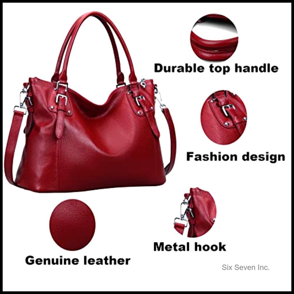 Genuine Leather Tote Shoulder Bag Satchel Purse Top Handle Hobo Crossbody - Picture 5 of 7